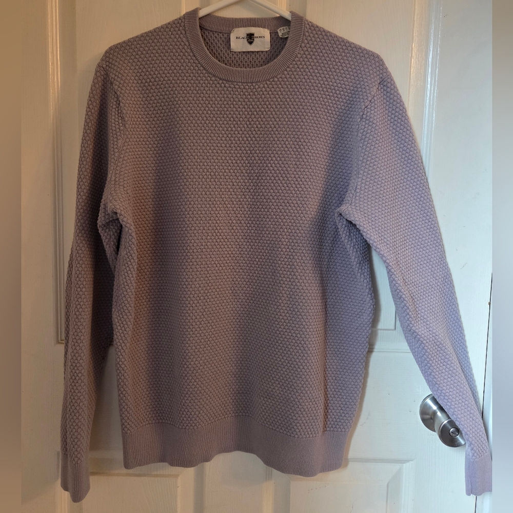 Cotton Blend Textured Pale Lavender Black Brown 1826 Crewneck